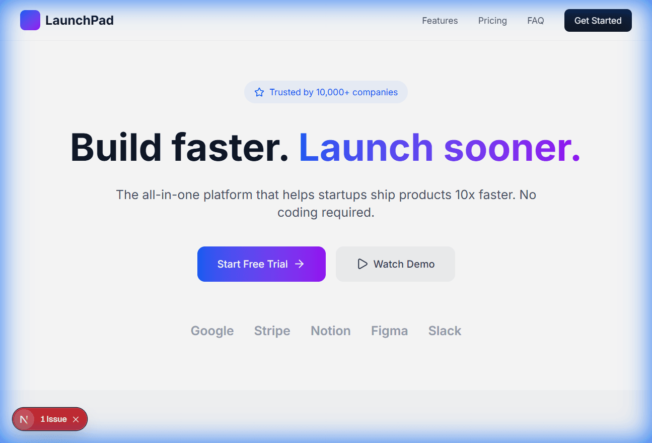 Landing Page SaaS Startup